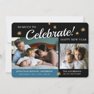 新年写真男の赤ちゃん誕生のお知らせ シーズンカード