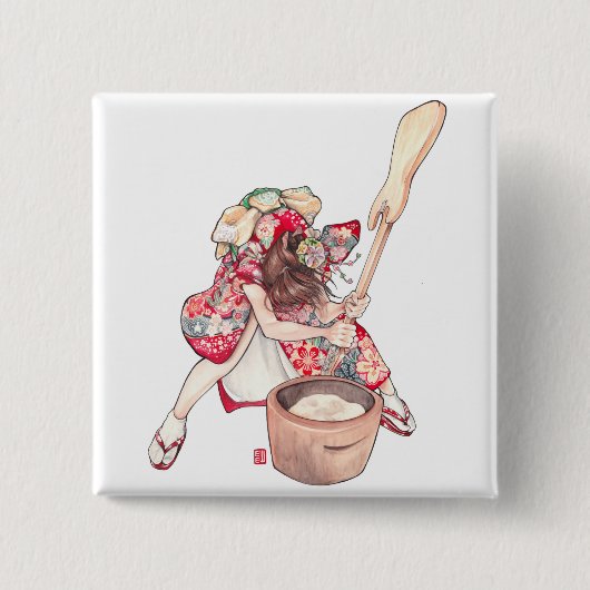 "新年呼出しの"の元のエリカの区Pin 缶バッジ (正面)