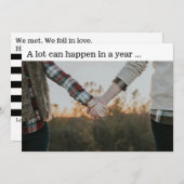 新年婚約日付の写真カードを保存 招待状 (正面/裏面)