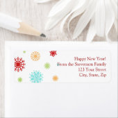 新年差出人住所ラベルカラフル雪 ラベル (インサイチュ)