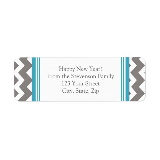 新年差出人住所ラベルグレーシェブロン ラベル (正面)