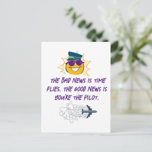 新年引用文の悪いニュースはタイムフライである。あなたはパイロット ポストカード (スタンド正面)