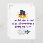 新年引用文の悪いニュースはタイムフライである。あなたはパイロット ポストカード (正面/裏面)