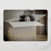 新年引越し発表新年号 箔招待状 (正面)