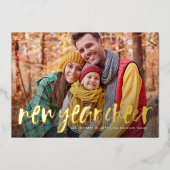 新年応援おもしろいよくはしゃぐ1枚 箔シーズンカード (正面)