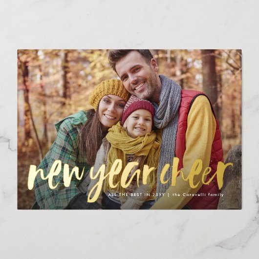 新年応援おもしろいよくはしゃぐ1枚 箔シーズンカード (正面)