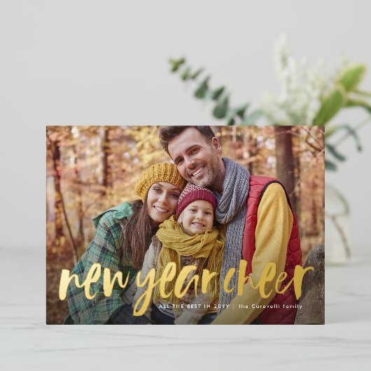 新年応援おもしろいよくはしゃぐ1枚 箔シーズンカード (立ち正面)