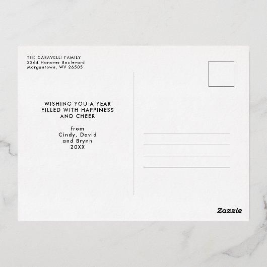 新年応援おもしろいよくはしゃぐ1枚 箔シーズンポストカード (裏面)