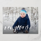 新年応援おもしろいよくはしゃぐ1枚 箔シーズンポストカード (正面)