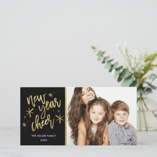 新年応援ゴールドフォイルホリデーフォトカード シーズンカード (スタンド正面)