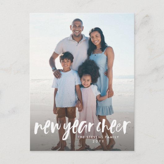 新年応援シンプル白モダン色 シーズンポストカード (正面)