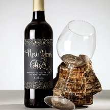 新年応援ブラック金ゴールドスクリプトスノーフレークグリッター