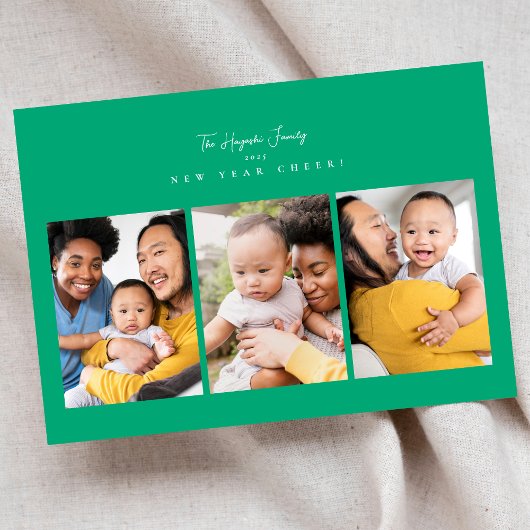 新年応援ミニマル4フォトコラージスクリプト シーズンカード