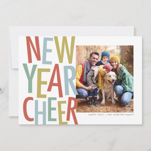 新年応援1枚の写真おもしろいカラフル シーズンカード (正面)