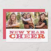 新年応援3枚フォトカラフルホリデーカード シーズンカード (正面/裏面)