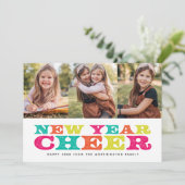 新年応援3枚フォトカラフルホリデーカード シーズンカード (スタンド正面)