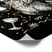 新年快乐！浣熊与香槟搞笑新年快乐 ポスター (角)