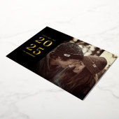 新年快乐。黑色金色优雅极简主义 箔シーズンカード (回転した状態)