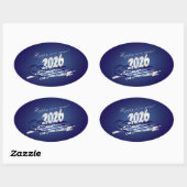 新年快楽 2026 楕円形シール (シート)