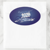 新年快楽 2026 楕円形シール (バッグ)