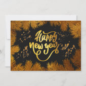 新年招待状パイン金ゴールド会社パーティー 招待状 (正面)