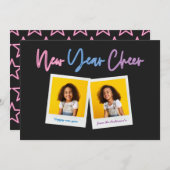 新年数々の写真明るいモダンカラフル 案内状 (正面/裏面)