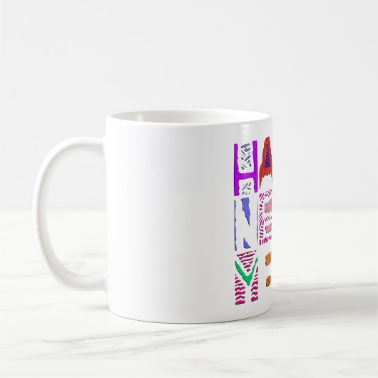 新年文字デザインおめでとう コーヒーマグカップ (左)