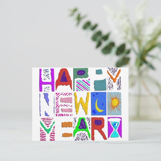 新年文字デザインおめでとう シーズンポストカード (スタンド正面)