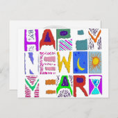 新年文字デザインおめでとう シーズンポストカード (正面/裏面)