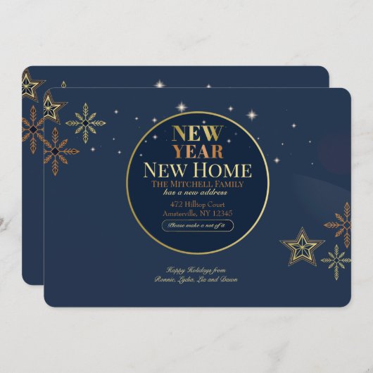 新年新宅引っ越しのお知らせ 案内状 (正面/裏面)