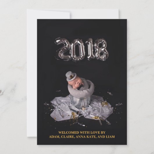 新年新生児ベビー誕生のお知らせ 招待状 (裏面)