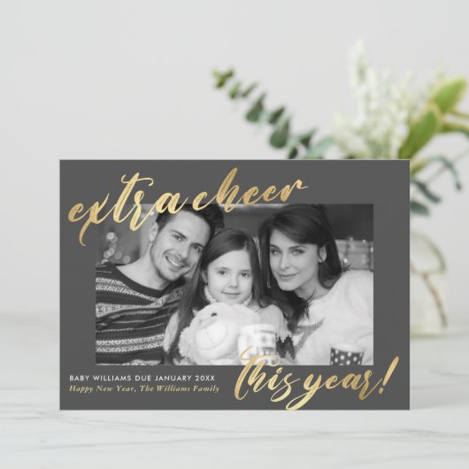 新年新生児写真妊娠のお知らせ 案内状 (スタンド正面)