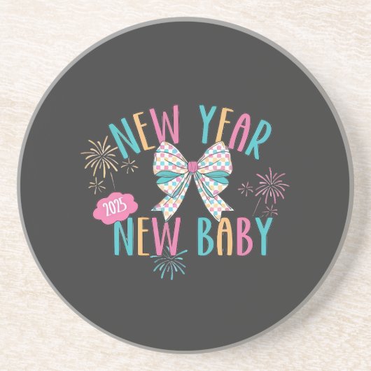 新年新生児妊娠ママになる コースター (正面)