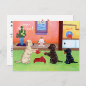 新年日本ののラブラドール シーズンポストカード (正面/裏面)