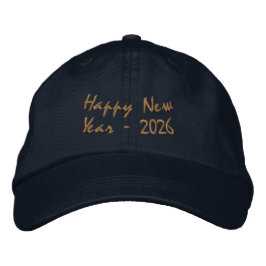 新年明けましておめでとうございます 2026 ネイビー 刺繍入りキャップ