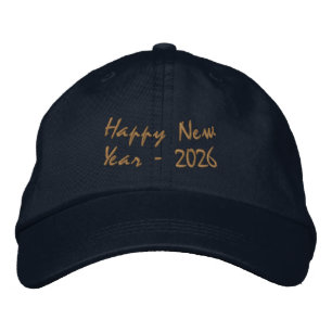 新年明けましておめでとうございます 2026 ネイビー 刺繍入りキャップ