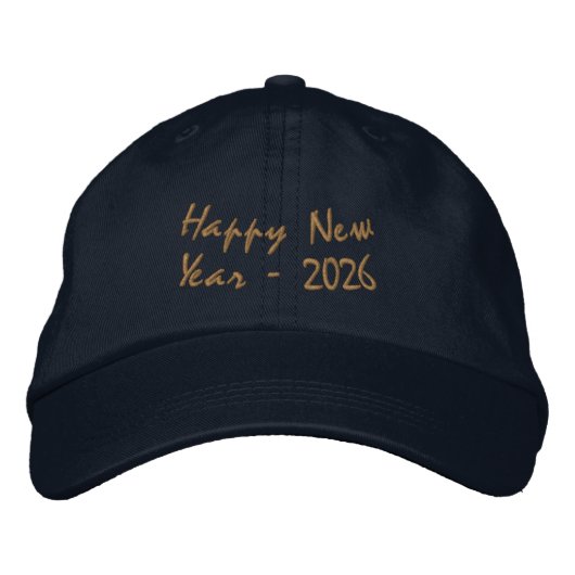 新年明けましておめでとうございます 2026 ネイビー 刺繍入りキャップ (正面)