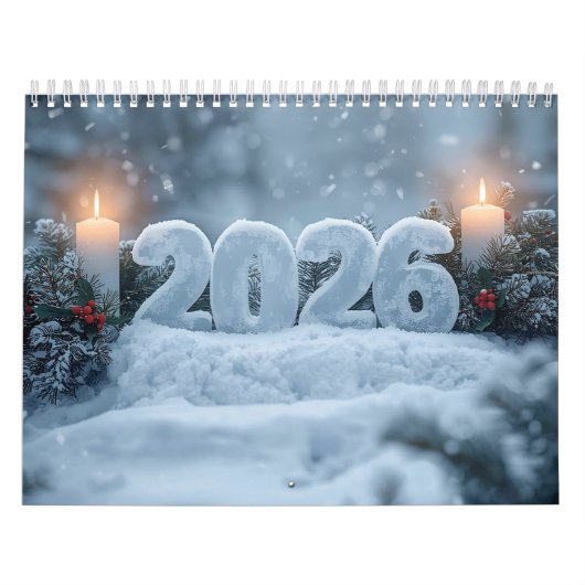 新年明けましておめでとうございます 2026 雪景色の静けさ カレンダー (カバー)