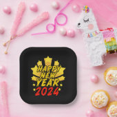 新年明けましておめでとう 2024 ペーパープレート (パーティー)