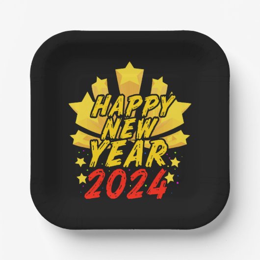 新年明けましておめでとう 2024 ペーパープレート (正面)