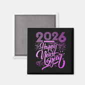 新年明けましておめでとう 2026 花火 パーティー プレミアム マグネット (正面/裏面)