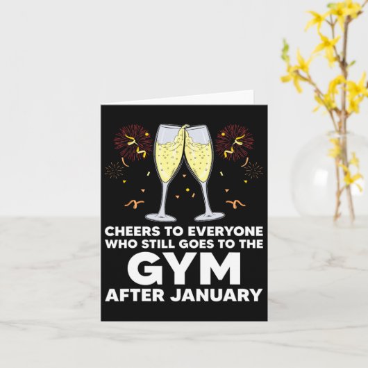 新年最初のジム通いを頑張った人たちに乾杯 カード (黄色い花)