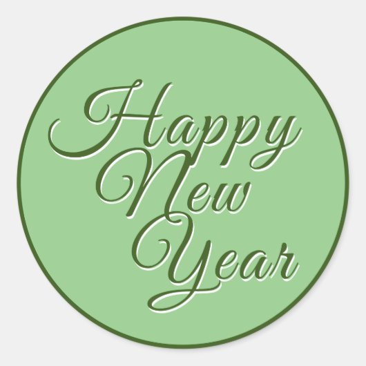 新年版のスクリプト（緑） ラウンドシール (正面)