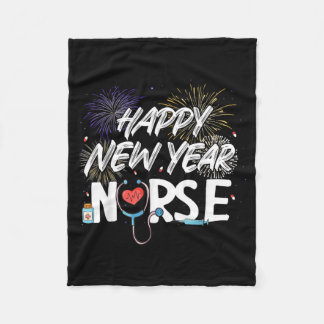 新年看護師ステートスコープ花火ナース フリースブランケット