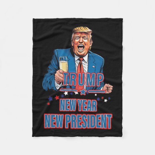 新年社長トランプ2025おもしろい年、アメリカを獲得 フリースブランケット (正面)
