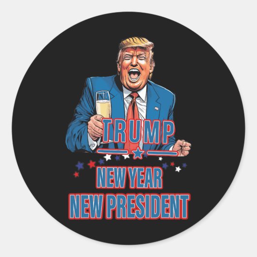 新年社長トランプ2025おもしろい年、アメリカを獲得 ラウンドシール (正面)