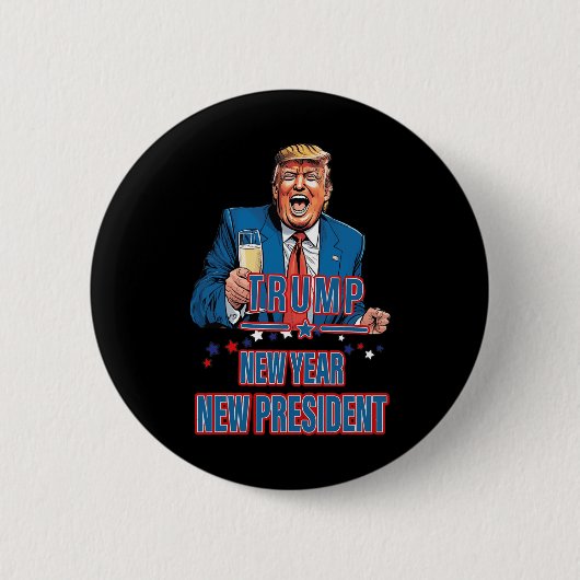 新年社長トランプ2025おもしろい年、アメリカを獲得 缶バッジ (正面)