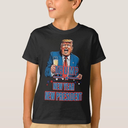 新年社長トランプ2025おもしろい年、アメリカを獲得 Tシャツ (正面)