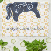 新年馬中国の〔占星術の〕十二宮図動物ミニマル キッチンタオル (折り畳み)