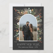 新年1フォトアーチ水彩植物フローラ シーズンカード (正面)